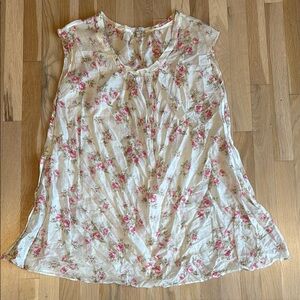 Joie cotton silk Floral rose Pink and White tunic top XS